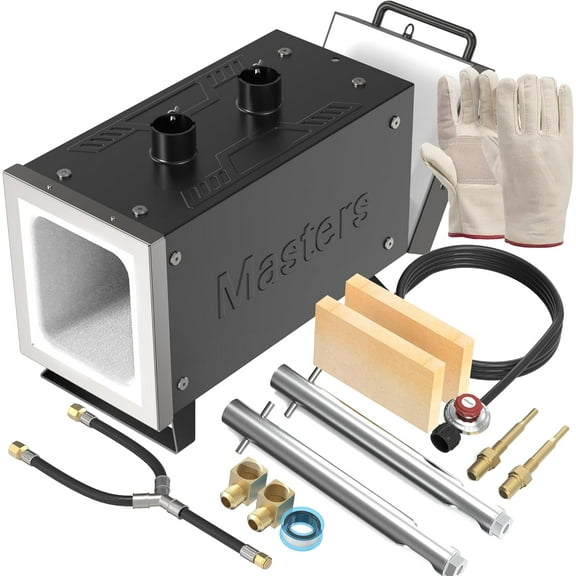 MMasters Portable Propane Forge, 2-Burner 2600°F Blacksmithing Forge for Knife Making, Metalworking, Horseshoe Forging, Gas Welding Kit