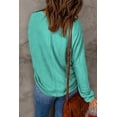 thumbnail image 3 of Women's Green Solid Color Patchwork Long Sleeve Top, 3 of 6