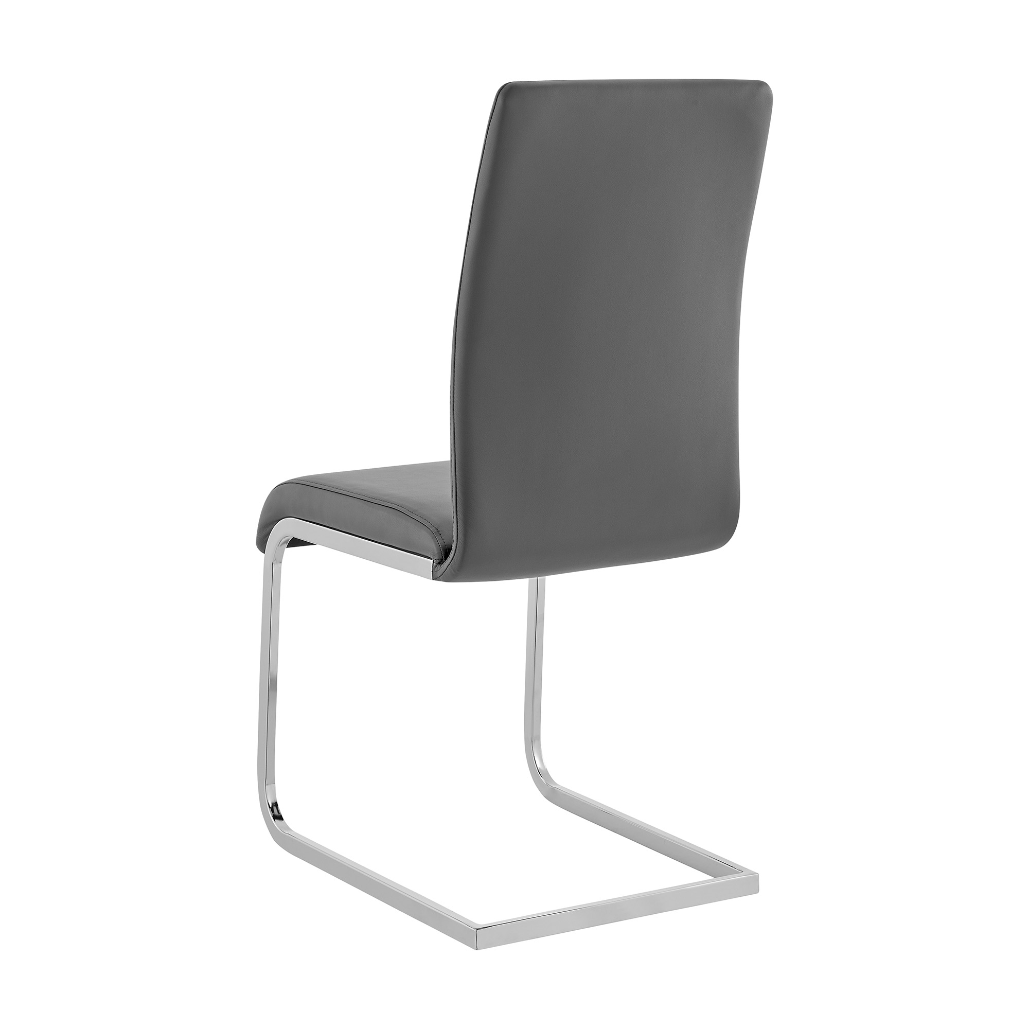 Amanda Contemporary Side Chair in Gray Faux Leather and Chrome Finish - Set of 6