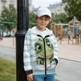thumbnail image 5 of Chaqlin Striped Dinosaur Hooded Pullover with Long Sleeve for Teens and Girls - Soft Zip Up Jacket for Travel and Daily Use Fluffy Sweatshirt for girls, 5 of 7