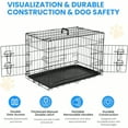 thumbnail image 4 of 30Inch Medium Dog Crate with Divider Double Door Folding Metal Wire Cage with LeakProof Plastic Tray Portable Pet Kennel for Indoor Outdoor and Travel, 4 of 6
