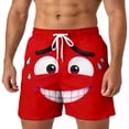 thumbnail image 3 of ibiyuan 3d Cartoon Smile Face Men Swim Shorts Drawstring Waist Mens Bathing Suit Quickdry Elastic Waist Beach Surf Swimwear Outdoor Beach Vacation Shorts, 3 of 4