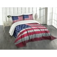 thumbnail image 3 of Ambesonne Grunge Quilted Bedspread Set 3 Pcs, July Fourth Freedom Day, Queen Size, Dark Coral Blue White, 3 of 5
