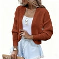 thumbnail image 4 of VISALY Women's Knitted Open Front Cropped Cardigan Long Sleeve Casual Drop Shoulder Short Sweater Coats Soft Comfortable Outwear Fall Outfits Brick Red Xl, 4 of 9