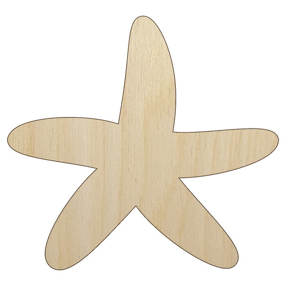 Starfish Solid Tropical Beach Wood Shape Unfinished Piece Cutout Craft DIY Projects - 4.70 Inch Size - 1/8 Inch Thick