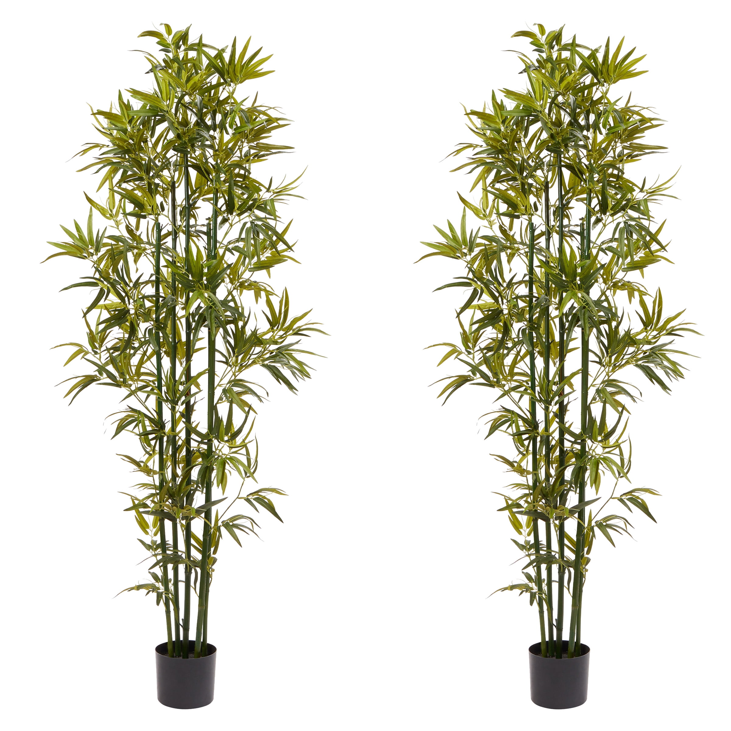 Pure Garden Set of Two 6FT Artificial Bamboo Trees with Adjustable Leaves