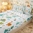 thumbnail image 3 of Erosebridal Cartoon Jungle Dinosaur Zipper Twin Comforter Sets with Fitted Sheet and 2 Pillowcases,Palm Tree Cloud Zipper Bedding Set,Sage Ivory,4-Piece,Reversible, 3 of 6