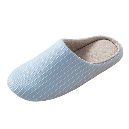

MIASHUI Womens House Slippers Home Warm Cotton Slippers Solid Color Striped Indoor Household Simple Silent Cotton Slippers Sky Blue 7.5