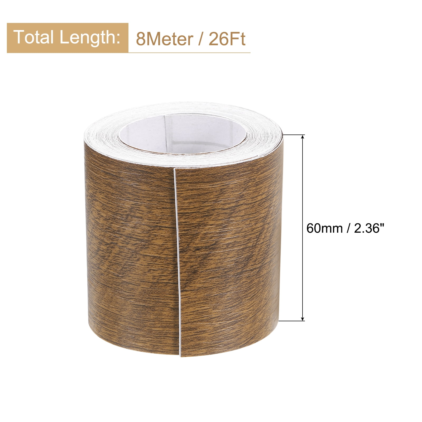 Rouleau Ruban Adhésif Texture Bois - 2,36 X 26 Pieds (60mm X 8m), Couleur Café, Pour Meubles, Murs, Portes - 2