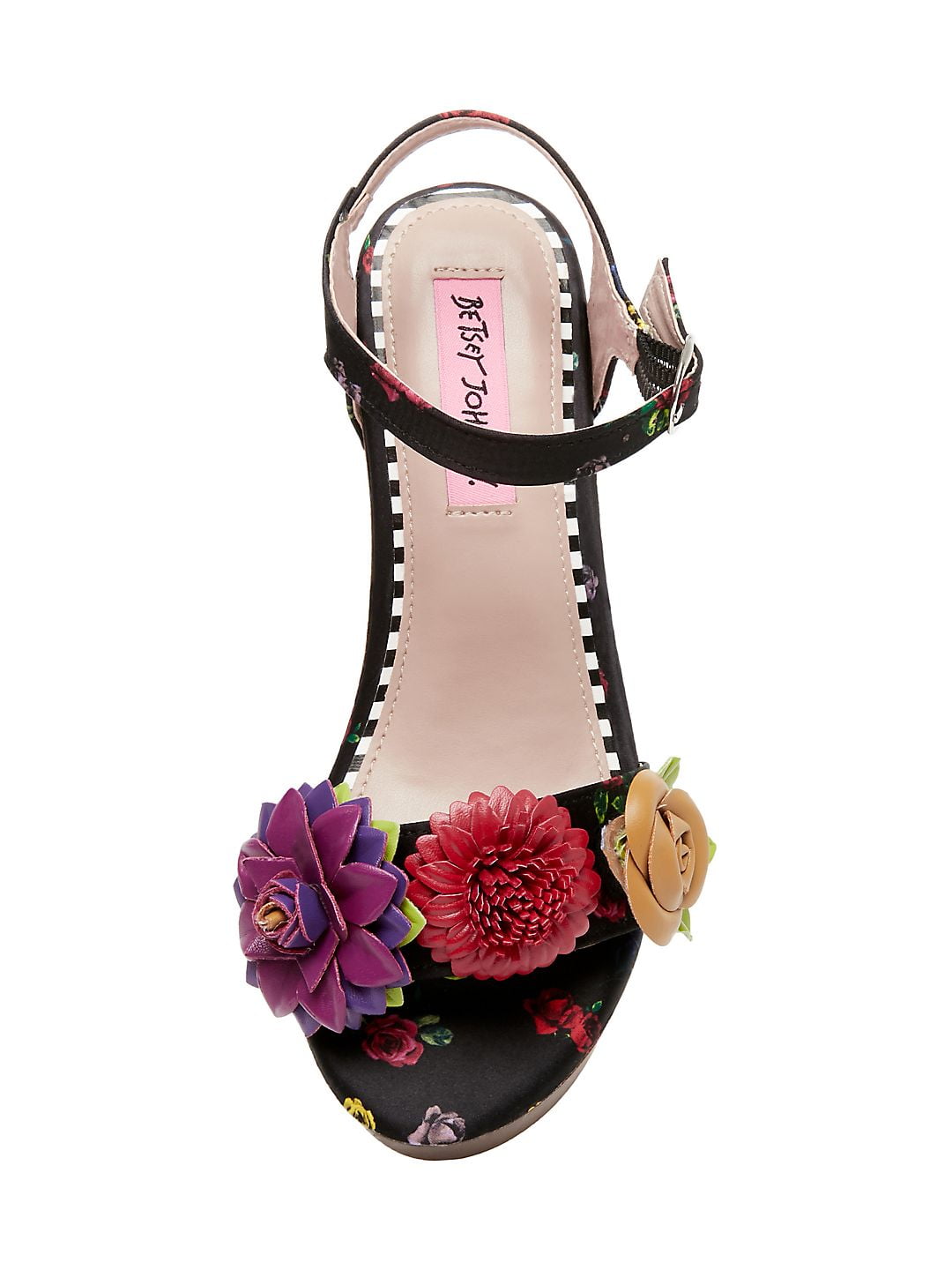 betsey johnson rosee flower wood clog sandals