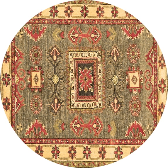 Ahgly Company Indoor Round Geometric Brown Traditional Area Rugs, 3' Round