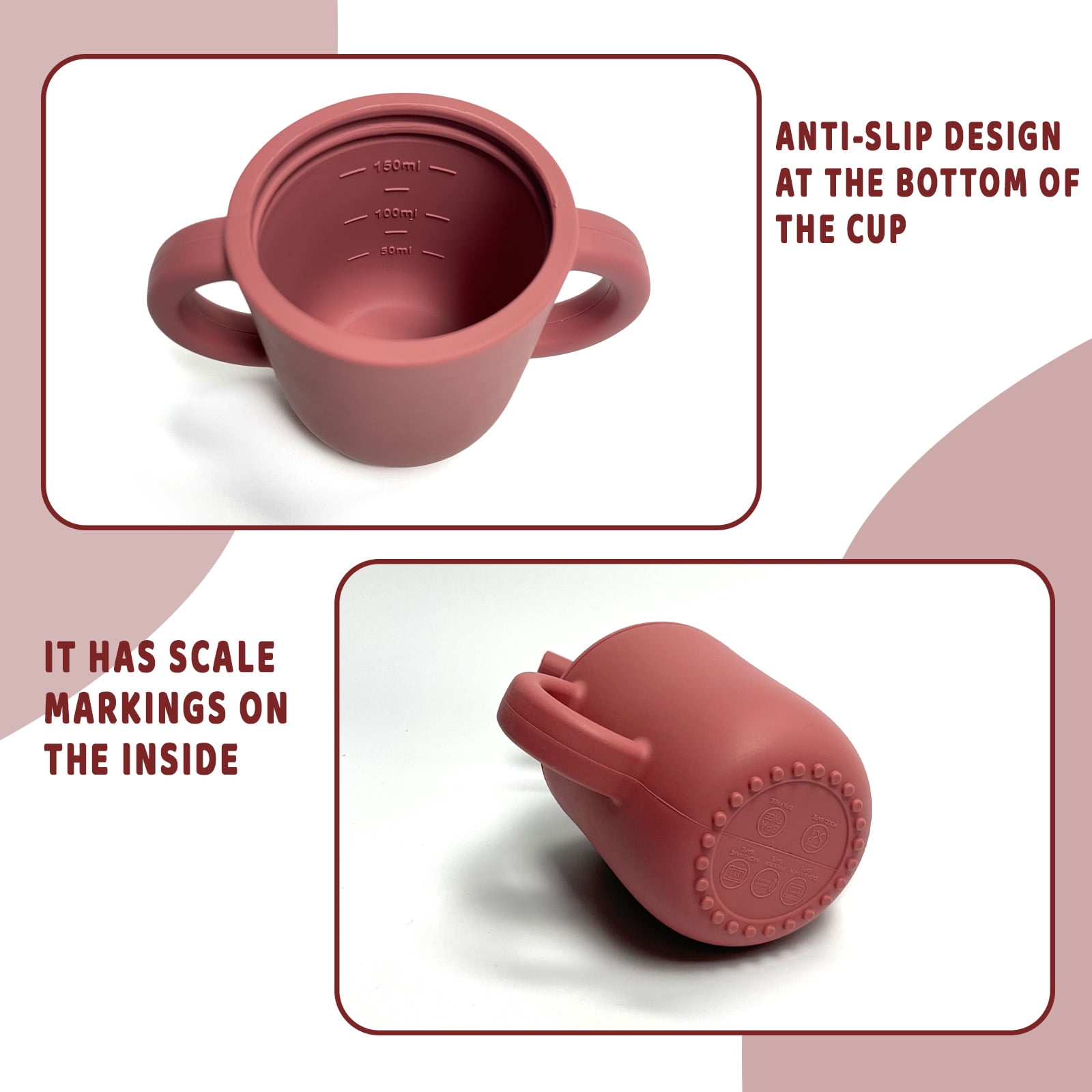 6 Pack Burgundy Rainbow Silicone Baby Feeding Set, Toddler Self Feeding Supplies For Infants 6+ Months