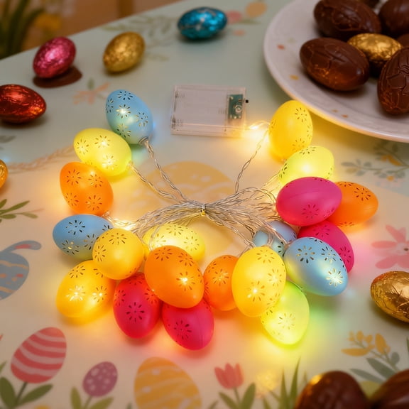 GFHFHITJ Easter Egg Sting Light, 5.4 Ft Fairy Lights Battery Operated Colorful Easter Egg Garland for Indoor Outdoor Holiday Party Decor Spring Themed Tree Eggs Decor