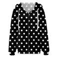 thumbnail image 3 of Women's Fashionable Casual Zippered Hooded Striped Printed Drawstring Furry Sweatshirt Jacket, Classic Stripes Pattern,Black,L, 3 of 5