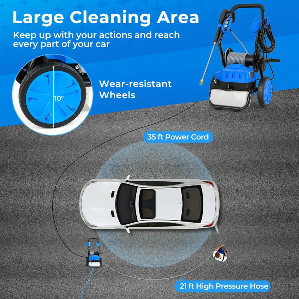 Aimee Lii 2300 PSI 1.8 GPM Electric Pressure Washer with Wheels and 5 Quick Connect Nozzles, High Quality-Blue