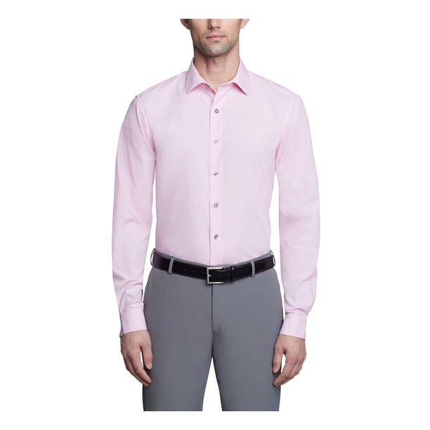 Camisa de vestir Kenneth Cole Unlisted, ajustada, rosa liso, para hombre
