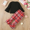 thumbnail image 5 of Gelikeya Christmas Outfits for Little Girls Long Sleeve Sweatshirt Flare Pants Cute Catton Prints Girl's Fashion Winter Clothes #02 Red 4-5 Years, 5 of 7