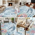 thumbnail image 6 of Sea Turtle Large Area Rugs 6x9 ft Watercolor Seaweed Fish Coral Seahorse Blue Letter Texture Washable Rug Non Slip Indoor Carpet Absorbent Floor Mat for Living Room Bedroom Dining Room, 6 of 9