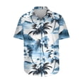 thumbnail image 3 of BiZtdJrK Beach Shirts for Men Tropical Floral Print Vacation Summer Shirts Big and Tall Lapel Short Sleeve Button Down Shirt Light Blue S, 3 of 5