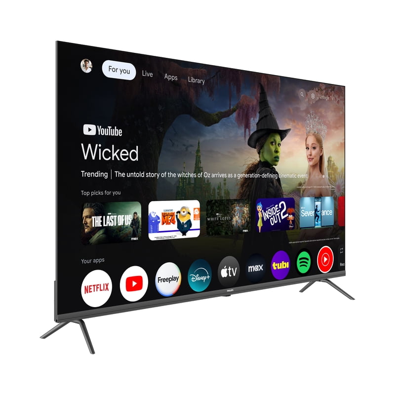 Philips 60" Class QLED 4K UHD (2160p) Google Smart TV (60PQL7456/F7) front and back view