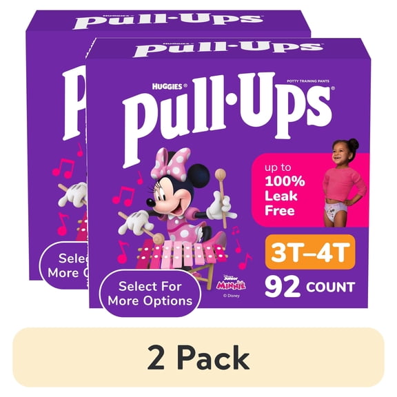 (2 pack) Pull-Ups Girls' Potty Training Pants, 3T-4T (32-40 lbs), 92 Count (Select for More)