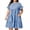 Blue, variant on Plus Size Summer Dress for Women L-5X Plaid Ruffle Tiered Swing A-Line Short Sleeve Mini Dress with Pockets (2XL, Yellow)
