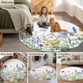 thumbnail image 6 of Spring Round Area&nbsp;Rug 8ft Wildflower Lavender Botanical Green Leaves Herb Non-Slip&nbsp;Washable Circle Rugs Soft Felt Indoor Floor Mat for Bedroom Kitchen Living Room Bathroom, 6 of 9