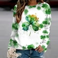 thumbnail image 2 of Luxalzxs St Patricks Day Shirt Women Clover Printed Crew Neck Sweatshirt Top Long Sleeve Casual Pullover Tops Shirt, 2 of 3
