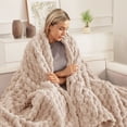 thumbnail image 4 of Whale Flotilla 50"x60" Throw Blanket for Couch with Expanded 3D-Jacquard Pattern, Fuzzy Soft Cozy Exquisite Blankets or All Season, Warm and Fluffy, Camel, 4 of 10