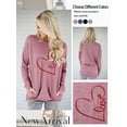 thumbnail image 3 of Xuanfei Women Heart Graphic Crew Neck Long Sleeve Side Pocket Top, 3 of 7