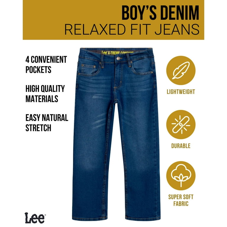 Lee Boys' Premium Straight Fit Denim Jeans - Ultra Stretch Casual Pants for  Boys (8-18 Husky) 