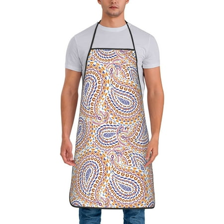 

Chef Aprons for Men and Women - Paisley Pattern No.9077 Oil-Resistant Bib Aprons for Cooking Waterproof BBQ Grilling Kitchen Aprons Gifts for Women and Men