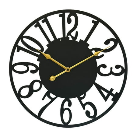 deevoka Wall Clock Decorative 16 inch Compact Classic Clock Easy to Install Round Silent Black