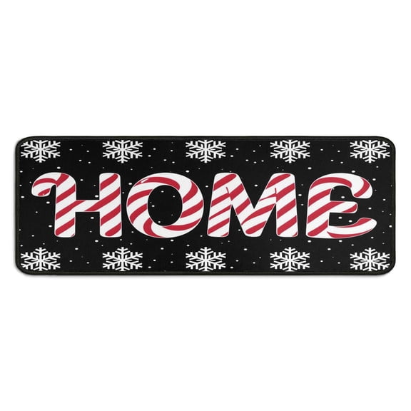 Kitchen Rug Set of 2 Anti Fatigue Christmas Kitchen Mats for Floor,Happy Christmas Snowflake Candy Home Kitchen Rugs and Mats for Bathroom,Room Cook (47x17 30x17 Inches)