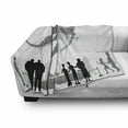 thumbnail image 3 of Dinosaur Soft Flannel Fleece Blanket, Silhouettes of People Looking at a Tyrannosaurus Rex Skeleton in a Museum, Cozy Plush for Indoor and Outdoor Use, 70" x 90", Dimgrey Black White, by Ambesonne, 3 of 6