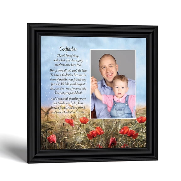 Godfather Gift Picture Frame, Baptism Keepsake with Photo Opening