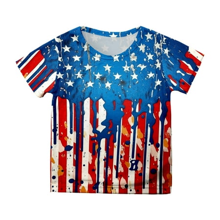 

Girls Shirts Summer Toddler Independence Day Short Sleeve Prints T Shirts Clothes Light Long Sleeve Tops 110
