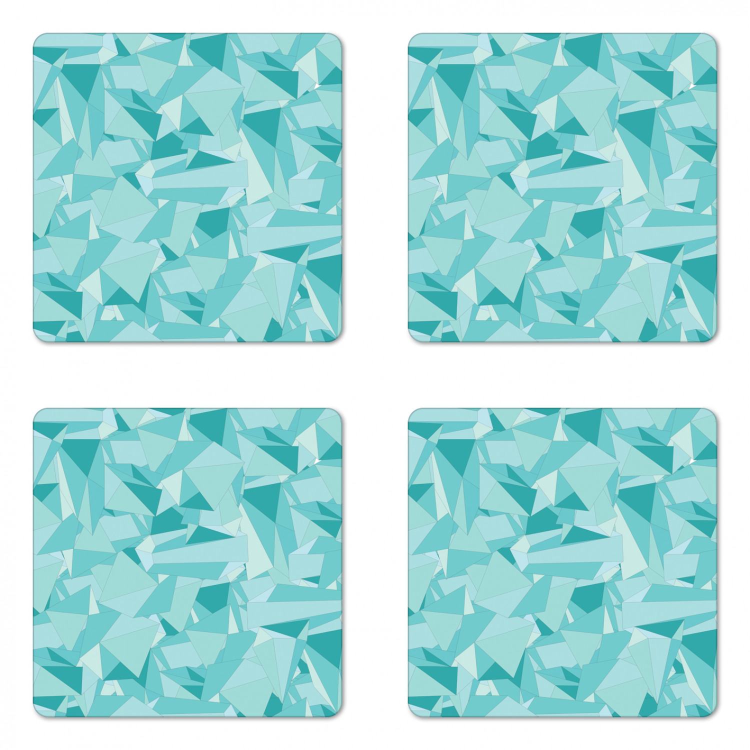 Abstract Coaster Set of 4, Geometric Crystal Illustration Patterns a