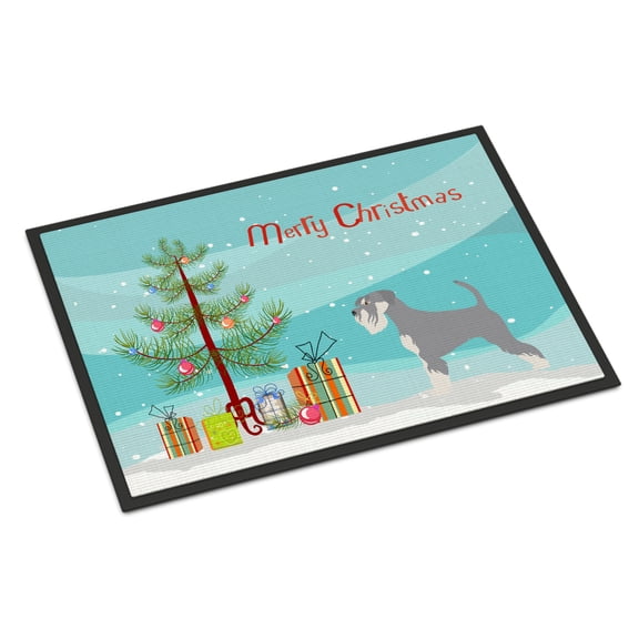 Carolines Treasures BB8512MAT Schnauzer Christmas Door Mat Indoor Rug or Outdoor Welcome Mat 18x27 Doormat 27"L x 18"W