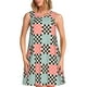 thumbnail image 1 of Balery Colorful Checkered Vestidos de verano para mujer con estampado: vestido holgado sin mangas, vestido playero informal y cómodo para días calurosos., 1 of 7