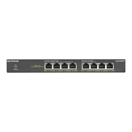 GS308PP 8 Ports No Ethernet Switch - 2 Layer Supported - Twisted Pair - Desktop, Wall Mountable, Rack-mountable