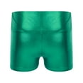 thumbnail image 2 of inlzdz Girls Sparkle Solid High Waist Biker Dance Short Gymnastics Volleyball Tumbling Athletic Shorts Green 12, 2 of 6