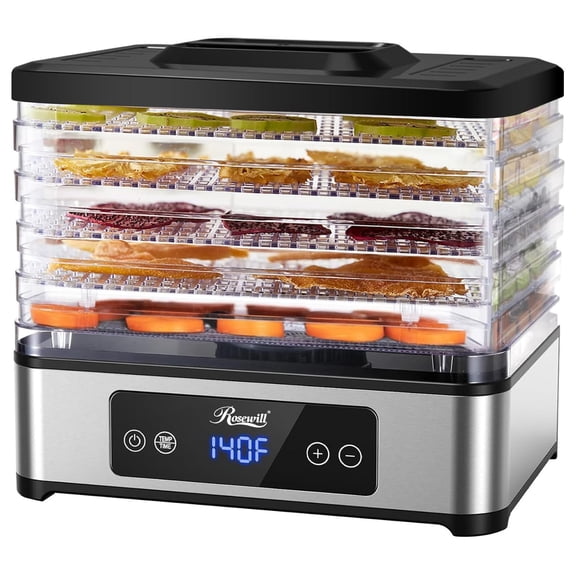 Compact Food Dehydrator, 5 Stackable Trays with Adjustable 48H Timer and Temperature Control - 400W Electric Food Dryer for Jerky, Fruits, , Veggies, Meat & Dog