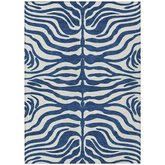 HomeRoots 600630 3 x 5 ft. Navy Blue & Ivory Animal Print Washable Indoor & Outdoor Rectangle Area Rug