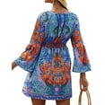 thumbnail image 6 of ZXSXSY Beach Dress for Women Floral Printed Boho Dress Long Sleeve Vintage Loose Mini Dresses, 6 of 8