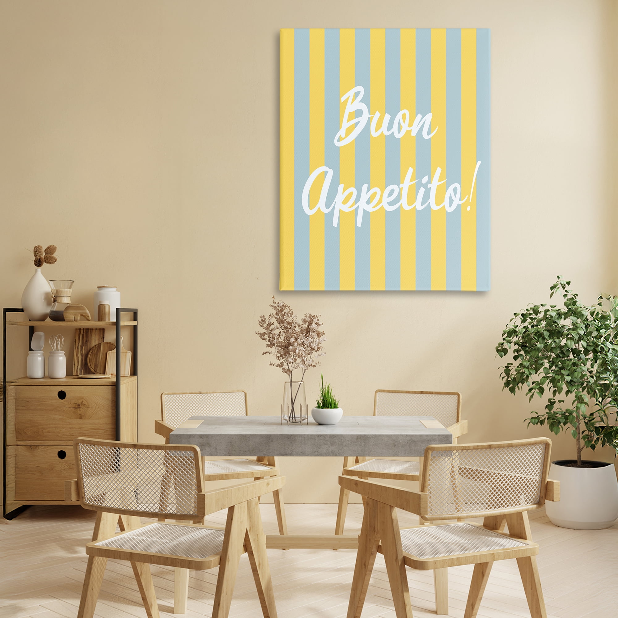 Stupell Industries Buon Appetito Blue Yellow Stripes Canvas Wall Art, design by SD Graphics Studio