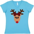 thumbnail image 3 of Inktastic Cute Girl Reindeer with Buffalo Plaid Bow Women's V-Neck T-Shirt, 3 of 5