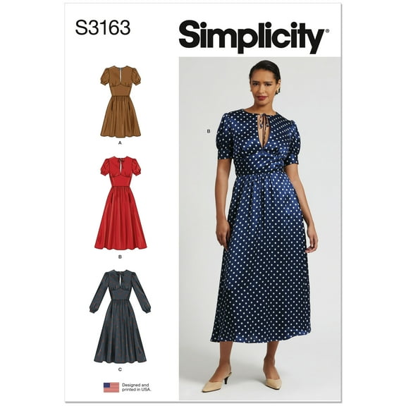 Simplicity Sewing Pattern 3163 - Misses' and Women's Dress with Sleeve Variations In Two Lengths, Size: W2 (20W-22W-24W-26W-28W)