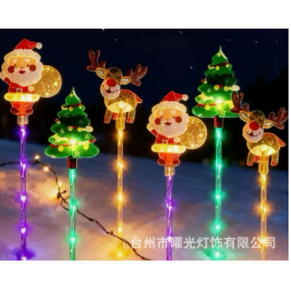 6 PCS Solar Christmas Stake Lights Reindeer Santa Tree Path Markers|Multi-Color Animated Stake Lights with Various Lighting Modes, IP65 Waterproof LED Garden Decor for Yard Walkway Patio