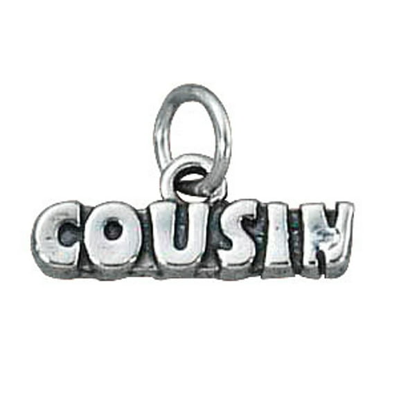 Sterling Silver 16" .8mm Box Chain COUSIN Word Pendant Necklace